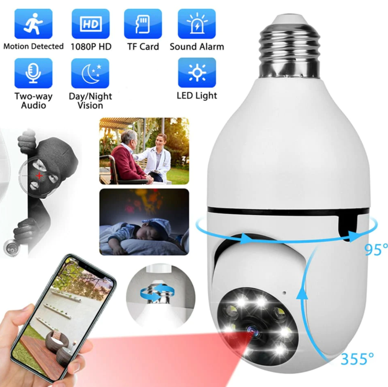 Cámara De Seguridad Ampolleta 360